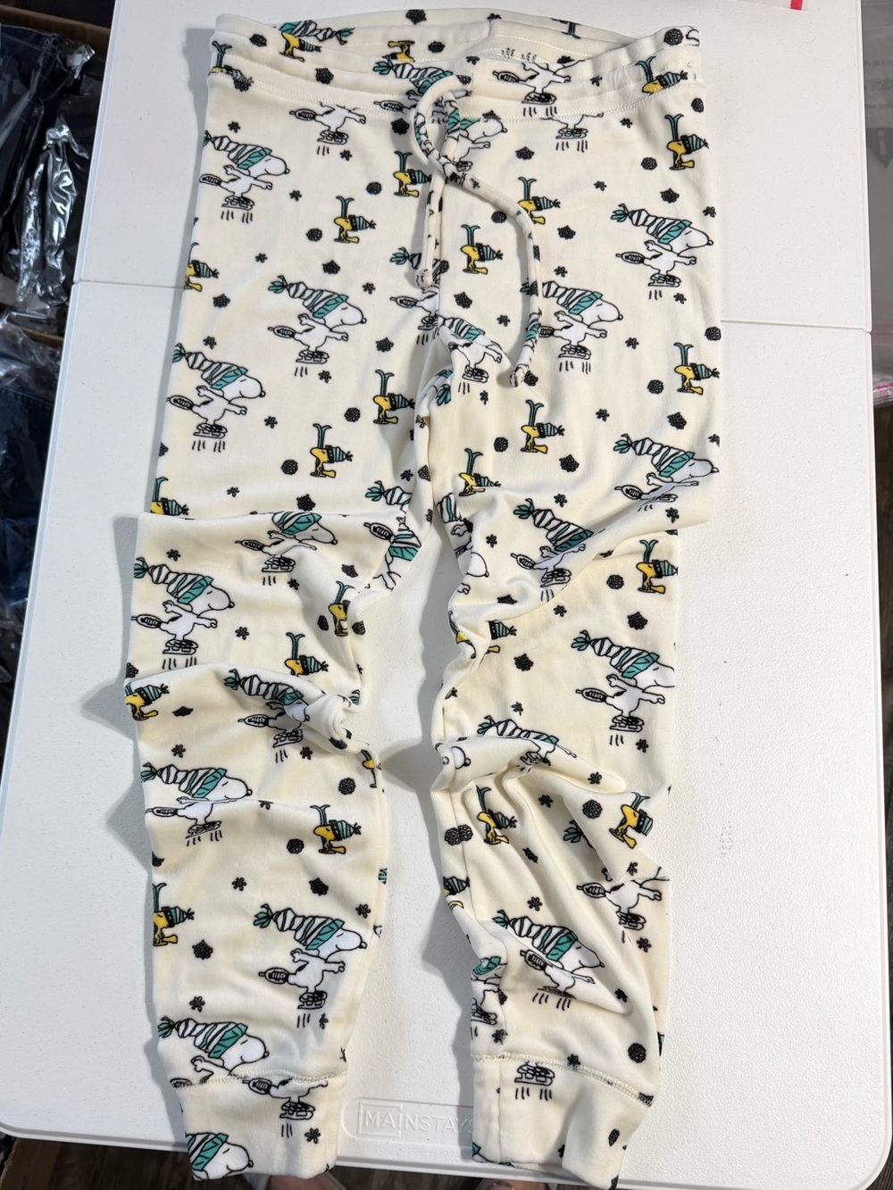 American Eagle Outfitters Cream Pajama Pants with Teal & Yellow Cartoon Print